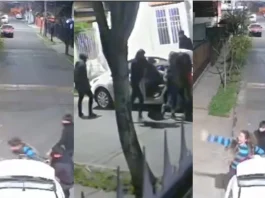 Mujer esquiva un portonazo al lanzar las llaves de su auto al patio en La Florida.