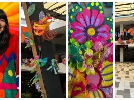 Angelito Peñaranda celebra la Primavera con arte floral y reciclado en su intervención.