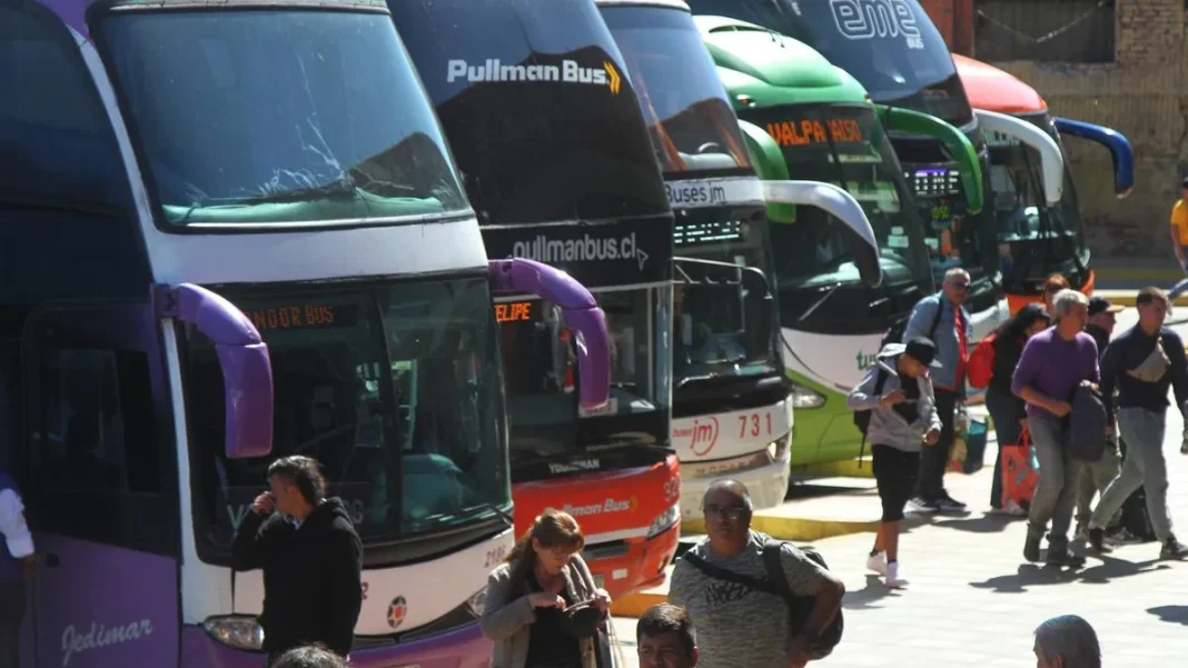 Detenido en terminal: chofer de bus con orden de captura y pasajeros con cinturón puesto.