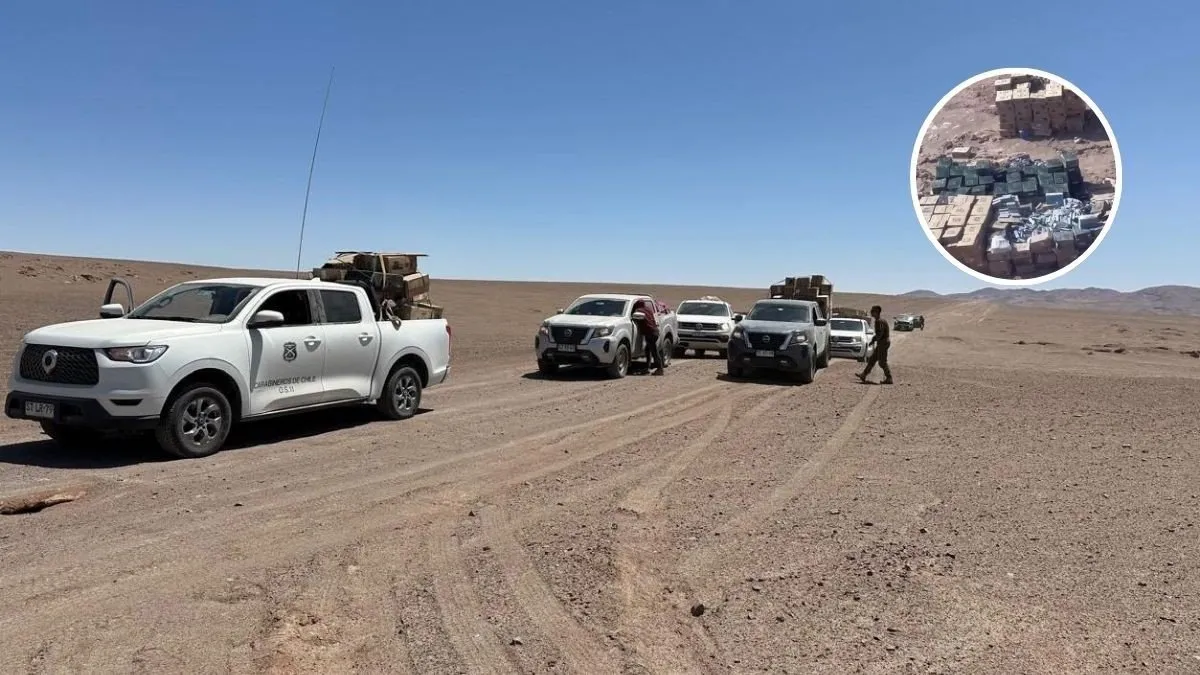 Carabineros incauta más de 200 mil cajetillas de cigarros de contrabando en el desierto.