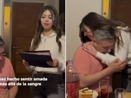 Un emotivo momento: un joven pide el apellido a la pareja de su madre.