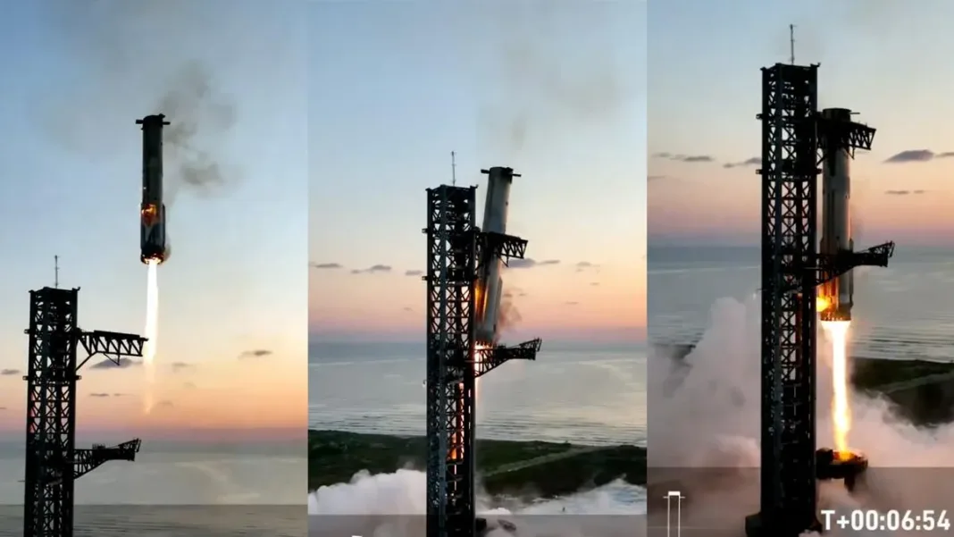 Elon Musk celebra el exitoso aterrizaje del cohete 'Starship' en su primer intento.