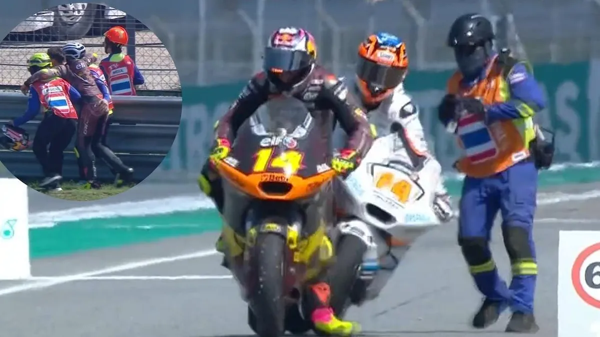 Accidente en boxes del GP de Tailandia: un choque que pudo ser trágico.