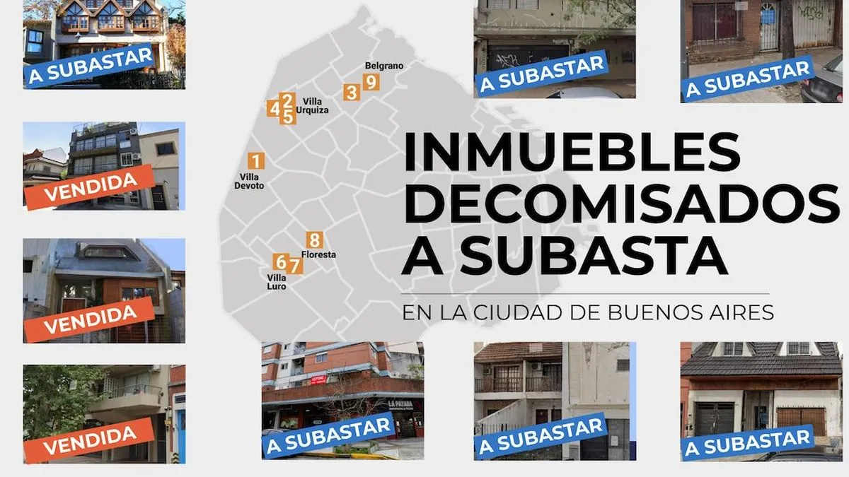 Inmuebles decomisados en 2024: ventas y subastas del Estado en curso.