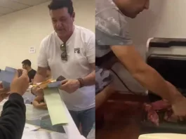 Vocal de mesa sorprende con un asado en pleno local de votación.