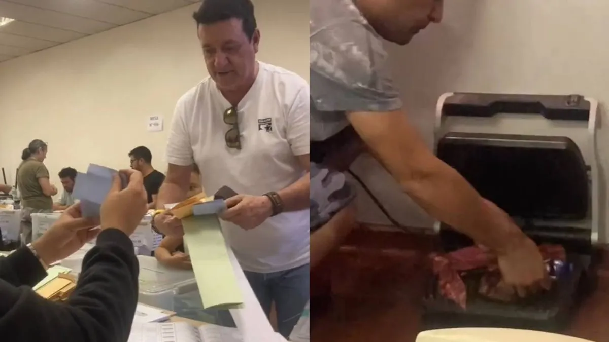 Vocal de mesa sorprende con un asado en pleno local de votación.