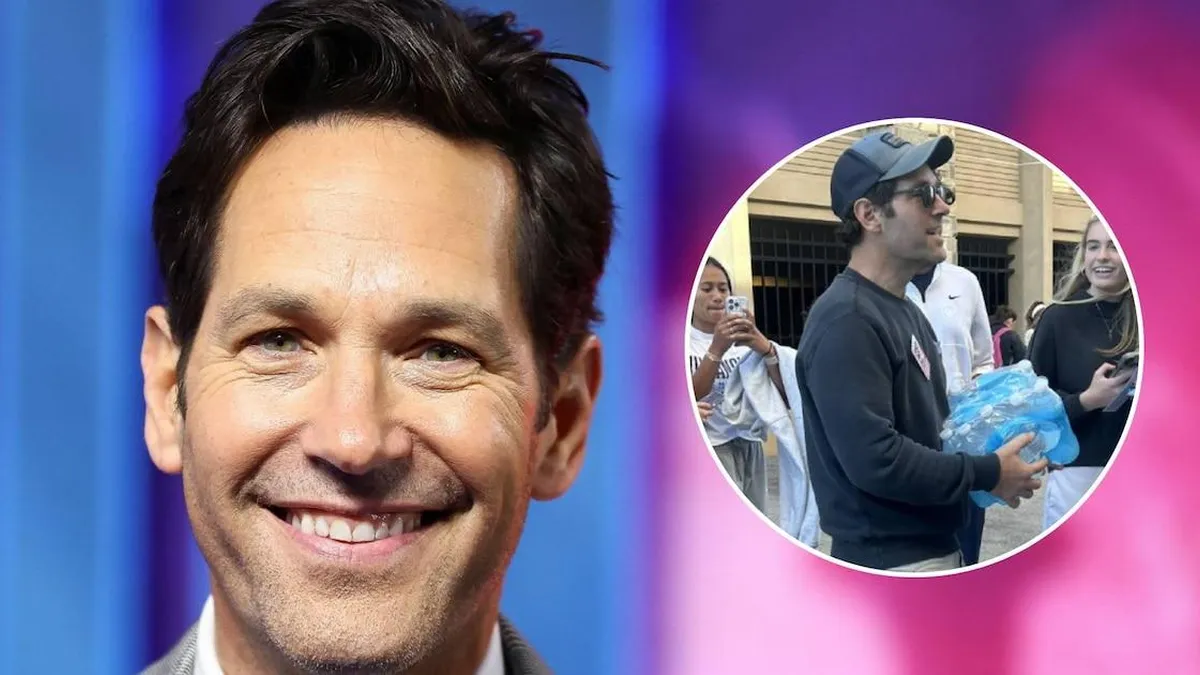 Paul Rudd entrega agua a jóvenes votantes en las elecciones de EE. UU.