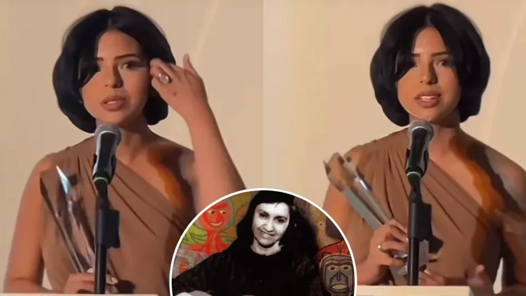 Ángela Aguilar confunde a Violeta Parra con su abuela en un emotivo momento.