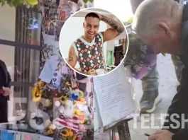 Liam Payne rinde homenaje a su hijo en su última visita al memorial del hotel.