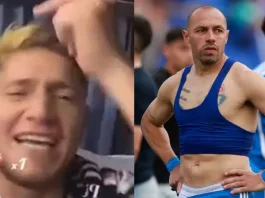 Leonardo Gil envía un mensaje picante a Marcelo Díaz durante los festejos albos.