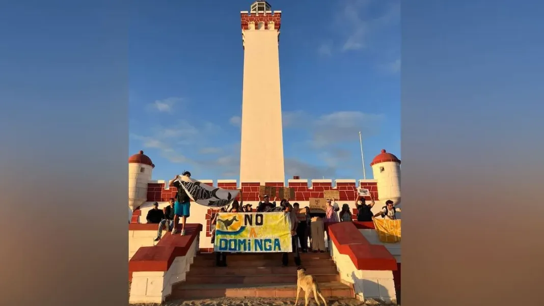 Manifestación en La Serena contra el proyecto portuario Dominga por organizaciones ambientales.