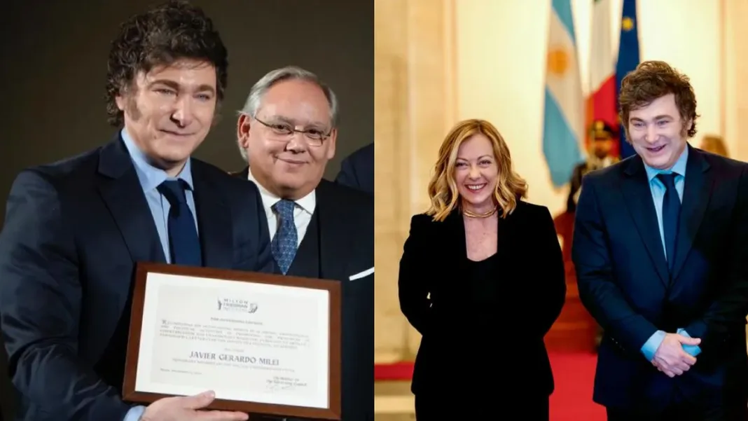 Milei en Roma: premiado y busca reducir el Estado