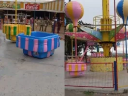 Juego mecánico colapsa en celebración navideña