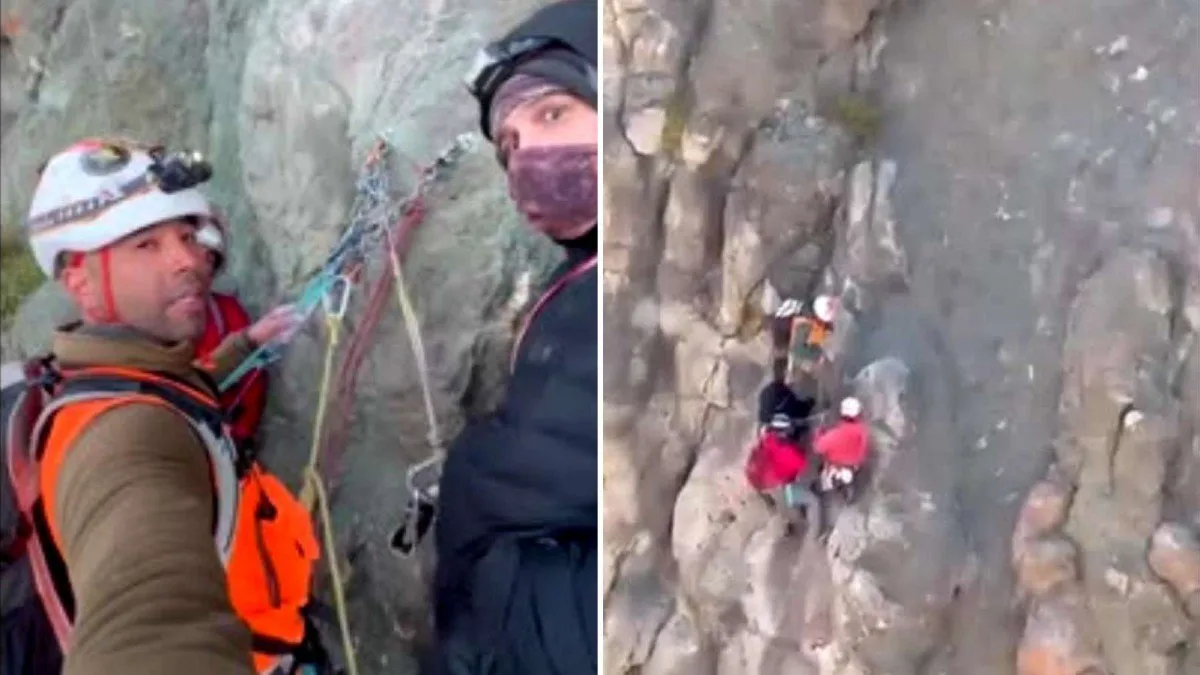 Deportistas atrapados en el Cajón del Maipo tras 12 horas de rescate en escalada. Deportistas atrapados en el Cajón del Maipo tras 12 horas de rescate en escalada.