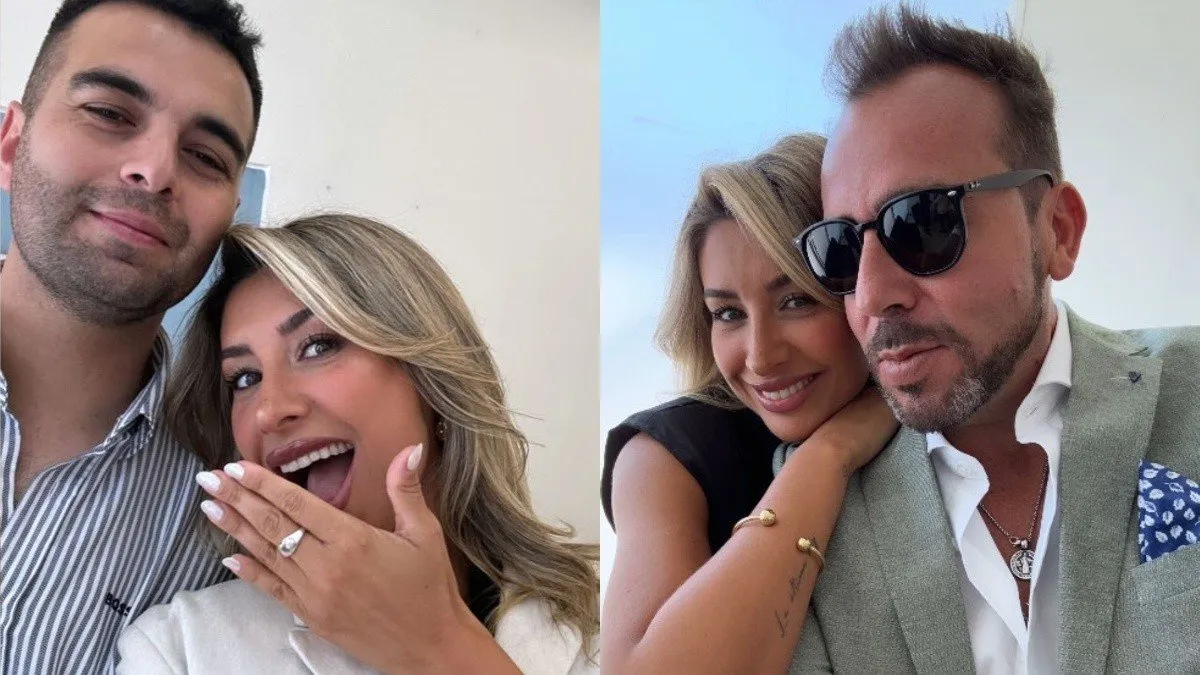 Camila Andrade y Francisco Kaminski en el matrimonio de su hermano