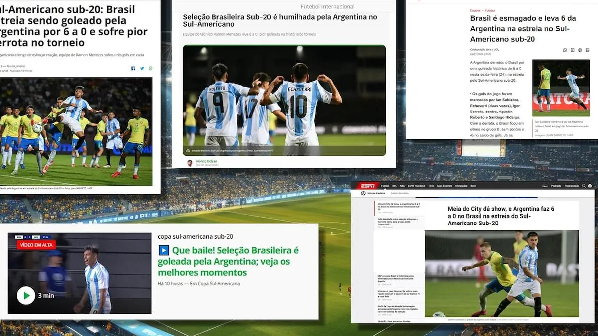Los medios brasileños reaccionan al 6-0 de Argentina: humillación y derrota histórica.