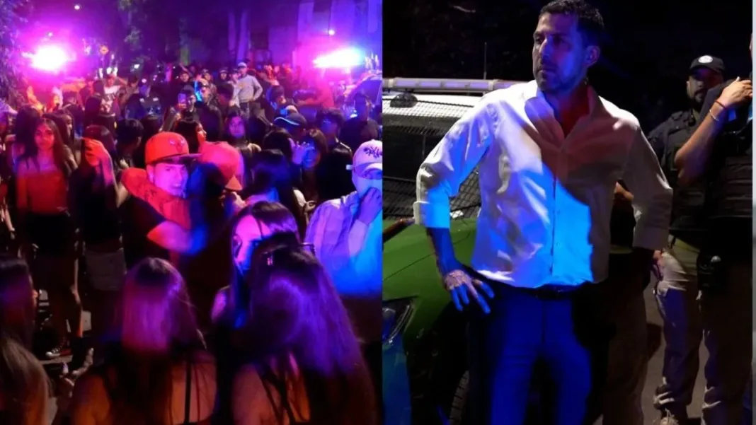 Más de 300 jóvenes en fiesta clandestina en La Florida; alcalde supervisó el operativo.