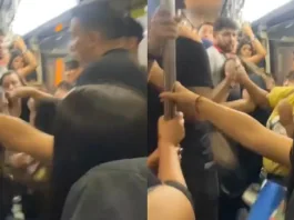 Pelea en la Línea 5 del Metro de Santiago se vuelve viral: "A mí no me levantes la mano".