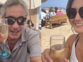 Priscilla Vargas y José Luis Repenning disfrutan de un coqueto reencuentro playero.