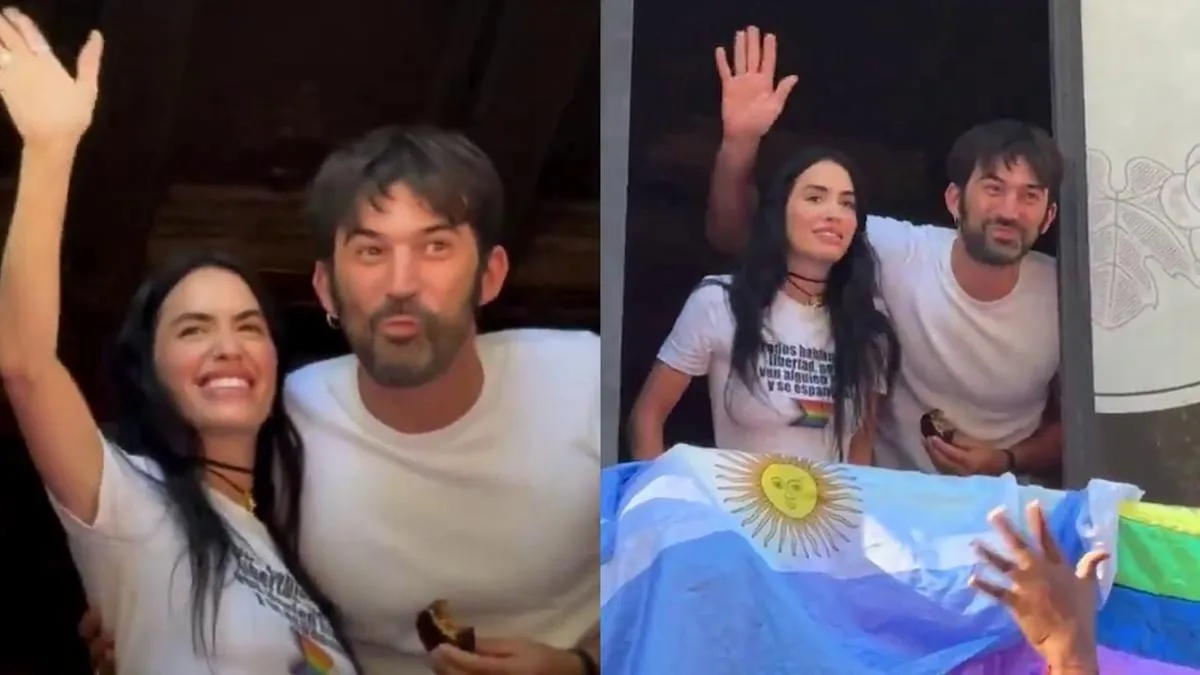 Lali Espósito y Pedro Rosemblat en la Marcha Federal LGBT+ Antifascista