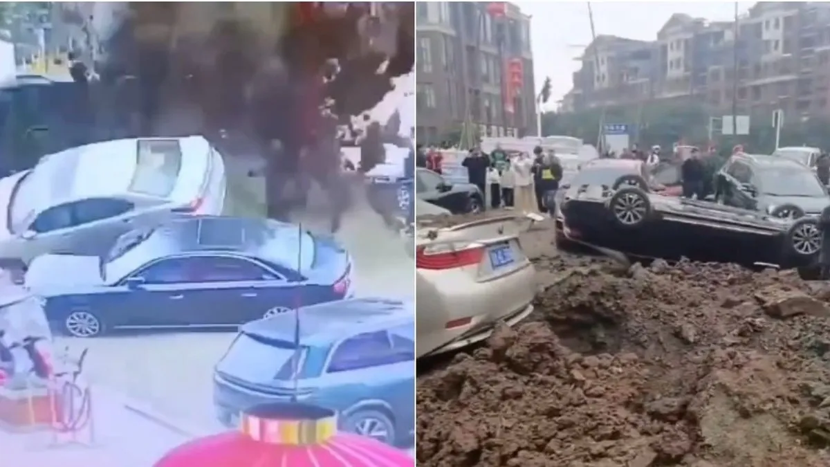 Un niño lanza petardos a una alcantarilla