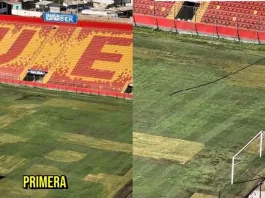 El Estadio Santa Laura en crisis: recuperación de la cancha tomará más de un mes.