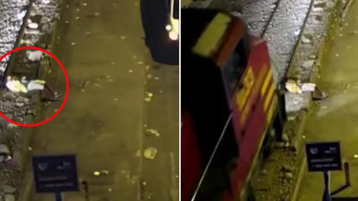 Un hombre ebrio se durmió en rieles y sobrevivió tras ser embestido por un tren.