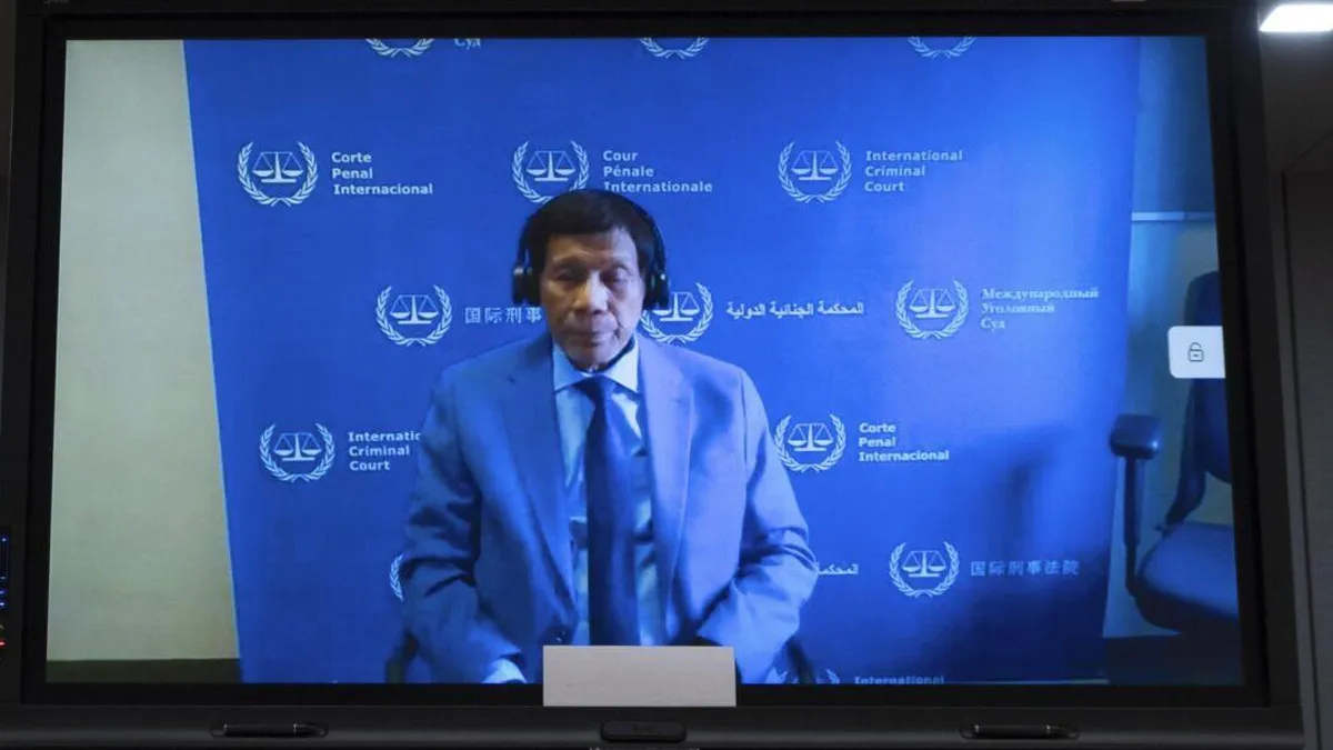 Rodrigo Duterte denuncia en La Haya un "secuestro" tras su mandato en Filipinas.