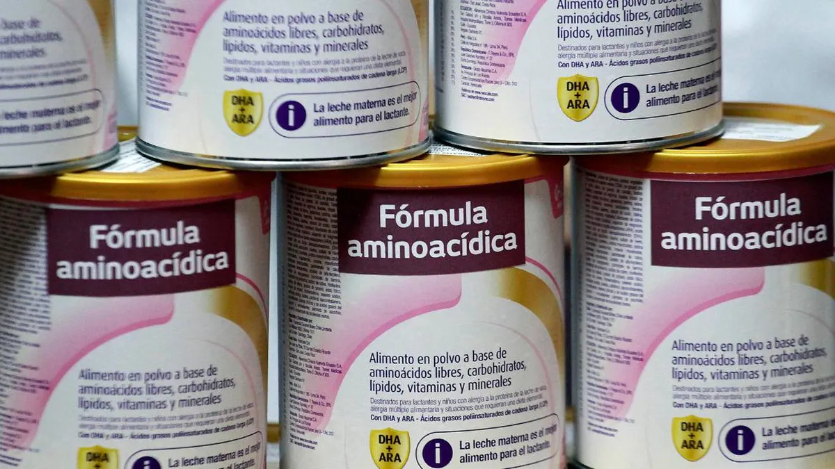Desabastecimiento nacional de fórmula para bebés con alergia a proteína de vaca.