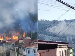 Incendio en el Cerro Yungay de Valparaíso: emergencia en curso.