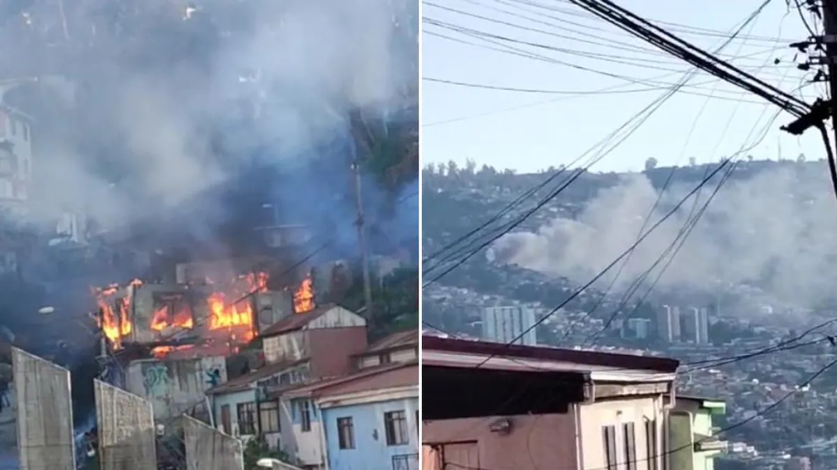 Incendio en el Cerro Yungay de Valparaíso: emergencia en curso.