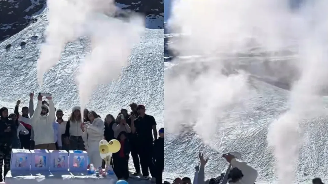 Fiesta de revelación de género en Embalse el Yeso genera controversia por daño ambiental.