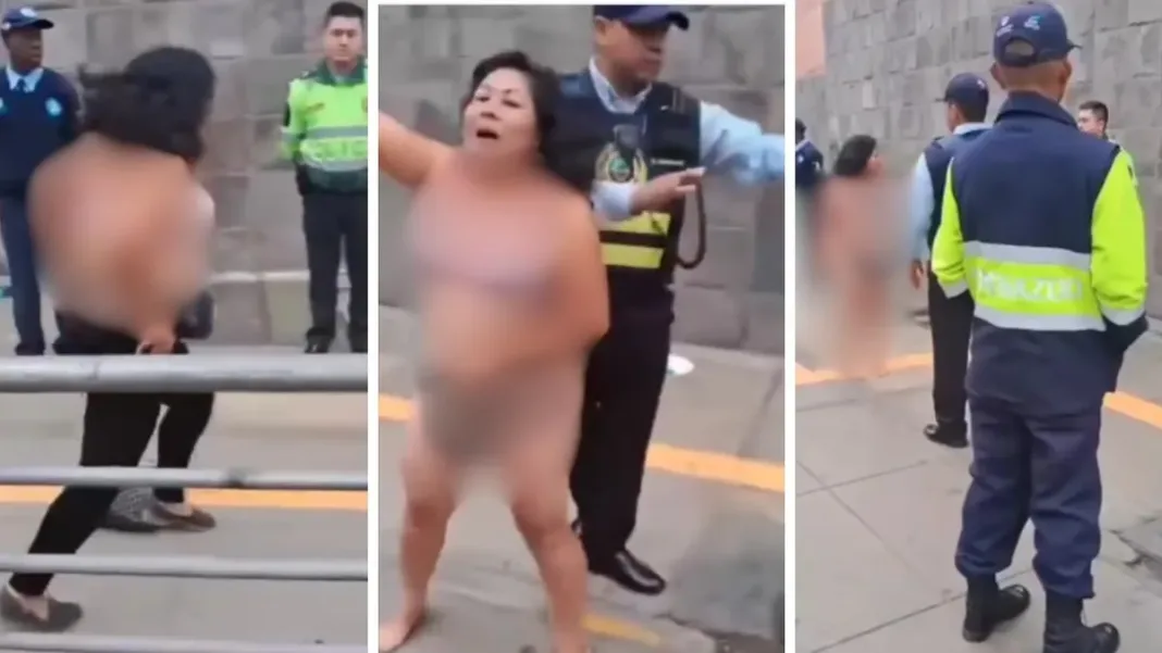 Protesta en Perú: vendedora se desnuda tras intento de decomiso por parte de policías. Protesta en Perú: vendedora se desnuda tras intento de decomiso por parte de policías.