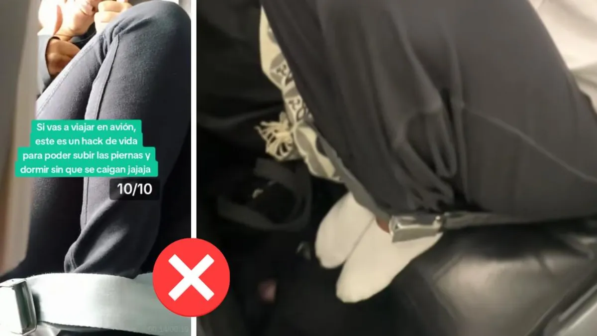 Expertos advierten sobre riesgos de dormir en avión como lo hacen algunos influencers.