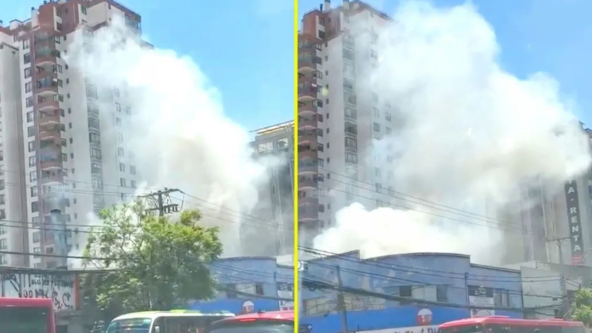 Incendio en San Miguel: Bomberos luchan por controlar el fuego en un local comercial.
