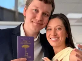 Darynka Marcic y Mariano Serce celebran su amor en una ceremonia civil este 2 de enero.