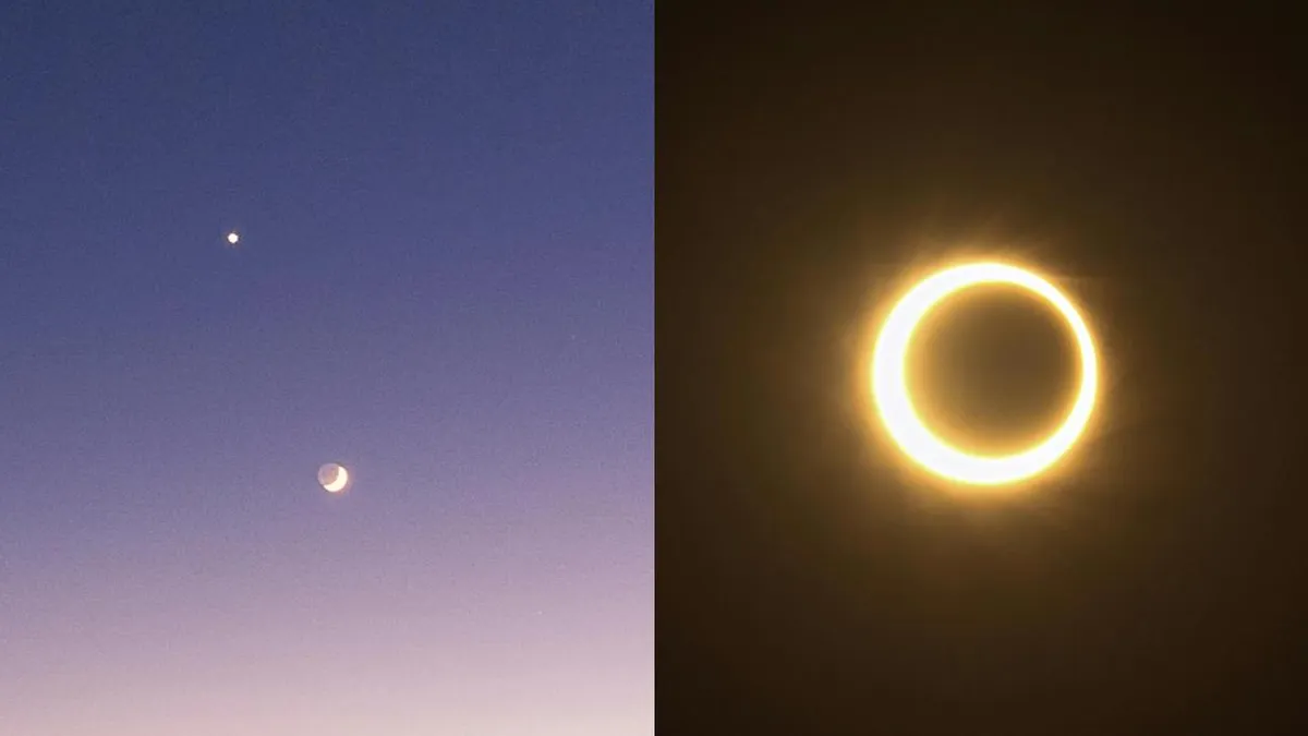 Eclipse solar anular y desfile de planetas en febrero de 2026 en la Antártica.