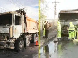 Explosión de camión tolva en Ruta 5