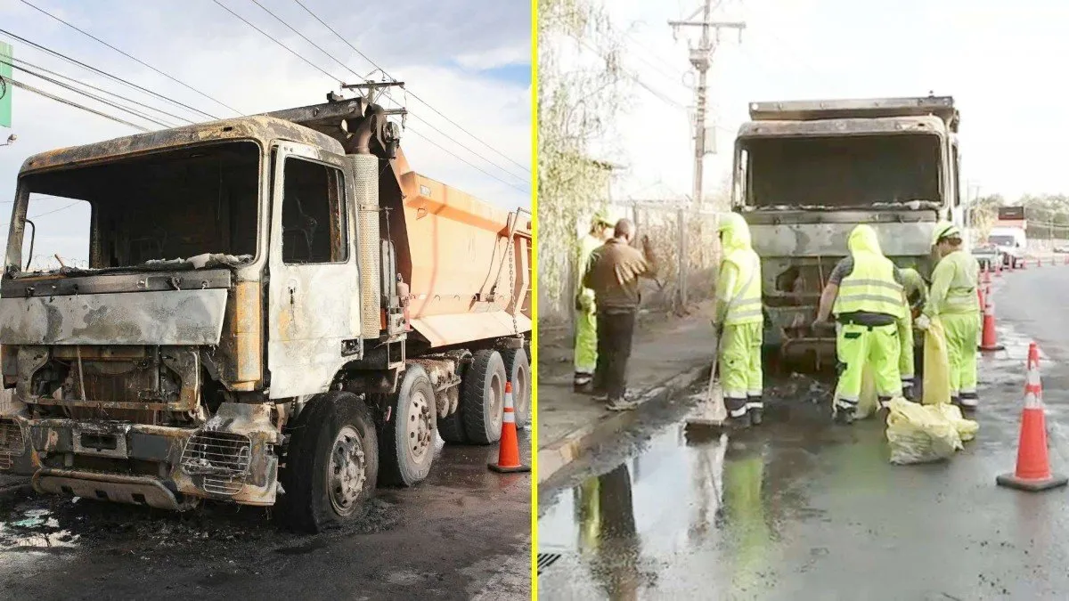 Explosión de camión tolva en Ruta 5