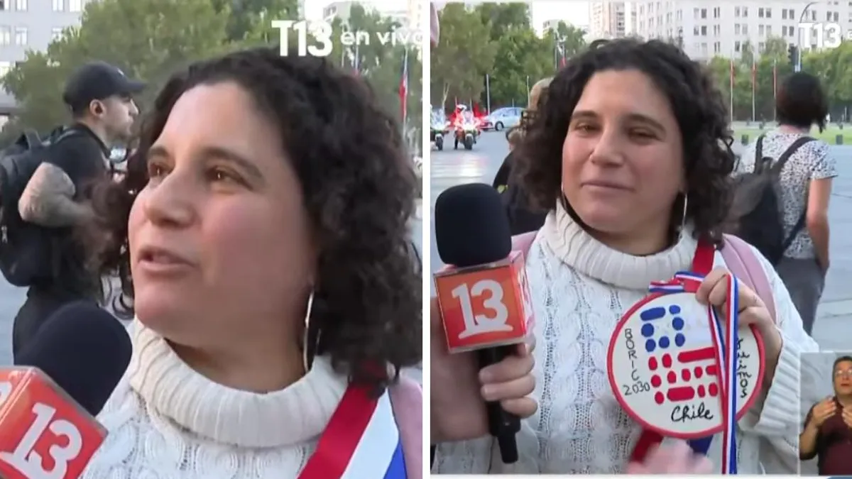 Tais entrega un bordado a Gabriel Boric