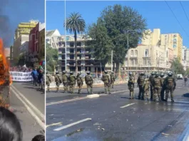 Manifestación en Valparaíso contra José Antonio Kast y la delegación estadounidense.