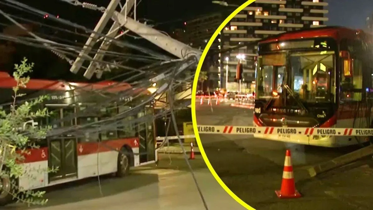 Incidente en Ñuñoa: bus derriba postes