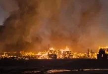 Incendio en "Papeles Cordillera" moviliza a 200 bomberos y suspende clases en Puente Alto.