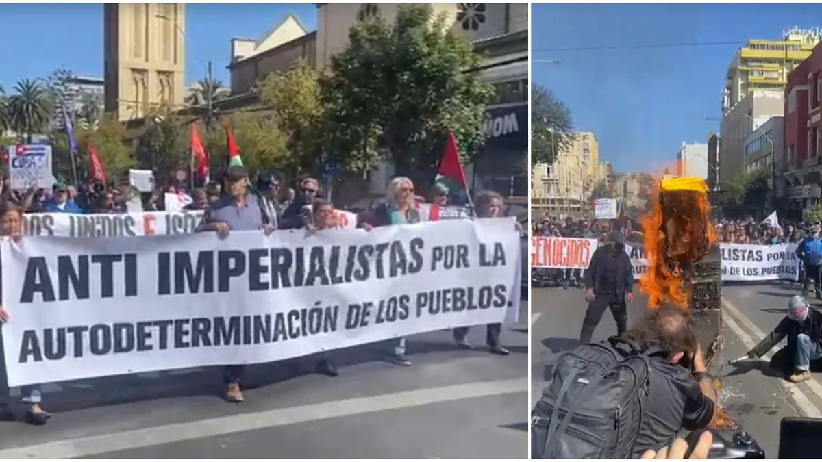 Marcha antiimperialista en Valparaíso contra el gobierno de Kast y la delegación estadounidense.