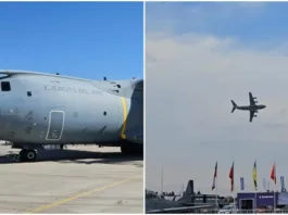El Airbus A400M del Ejército del Aire brilla en FIDAE 2026 con sus capacidades únicas.