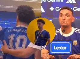 Un hincha interrumpe a Scaloni en conferencia