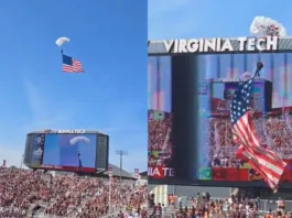 Un paracaidista se estrella en el estadio Lane